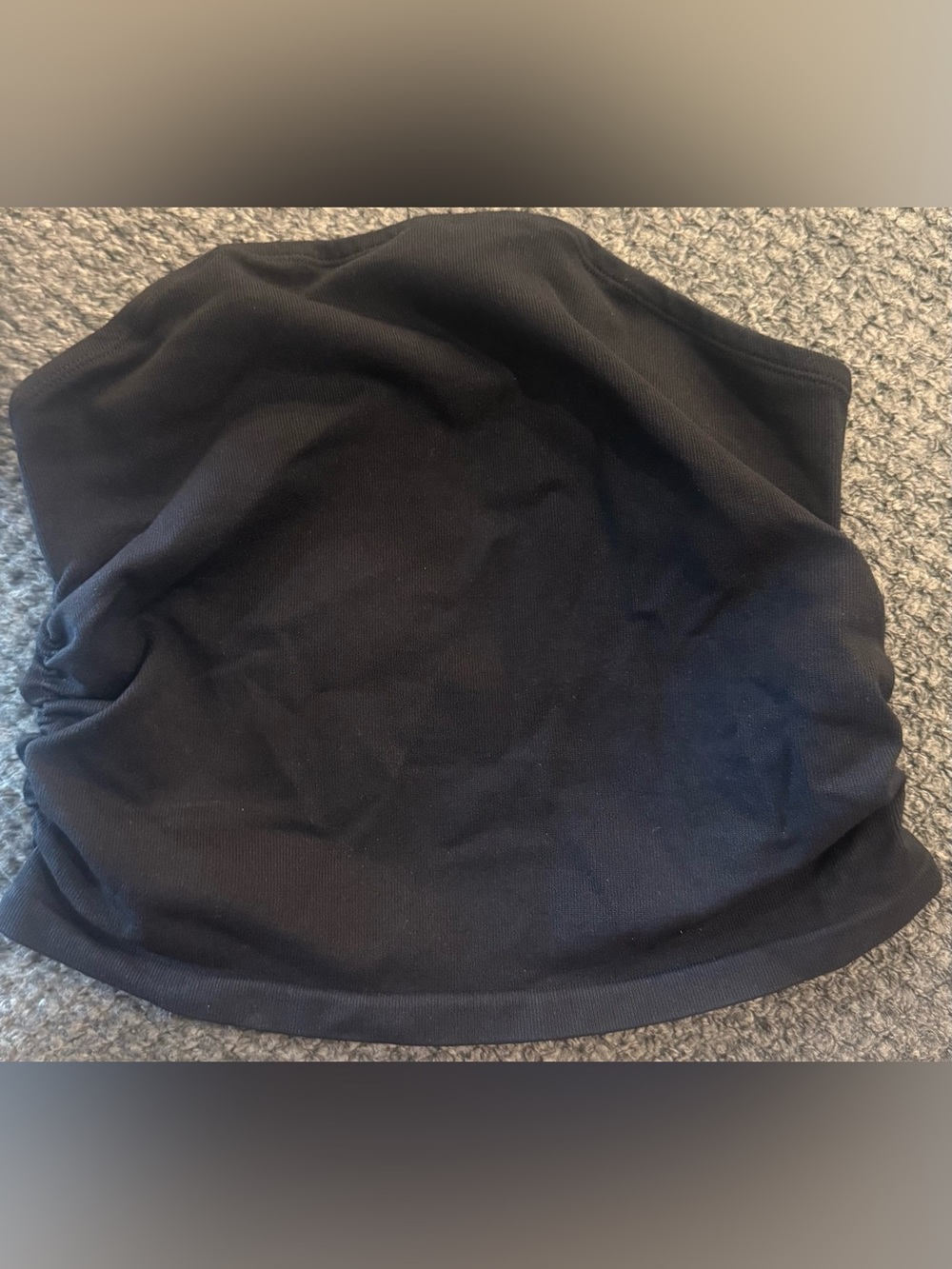 OQQ Black Nylon Spandex Knit Ruched Crop Top